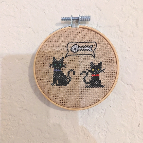 Other - Cat completed cross stitch Halloween witchcore